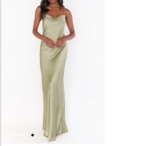 Tuscany Maxi Slip Dress - Moss Green Luxe Satin XS